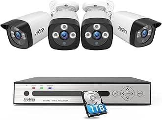 8CH Wired Security Camera System with 1TB Hard Drive, Upgrade 2MP CCTV DVR 8 Channel and 4 x 1080P Surveillance Bullet Cameras Outdoor Indoor with Night Vision, Weatherproof