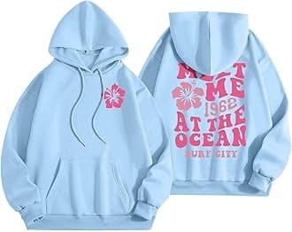 Pink Hoodie for Teen Girls Graphic Hoodie Cute Preppy Sweatshirt Long Sleeve Drawstring Tops With Pockets