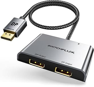 DisplayPort to Dual Display Port Adapter [4K@60Hz] DP Splitter 1 in 2 Out Extended Display MST DP to 2 DP Female for Dual Monitors Compatible with PC,Graphic Card,NVIDIA,AMD