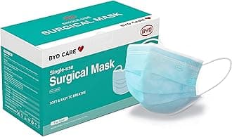 BYD CARE Single Use Disposable 3-Ply Mask, ASTM Level 3, Daily protection for men and women for Home, Office, School, Restaurants, Gyms, Outdoor and Indoor, Box of 50 PCs