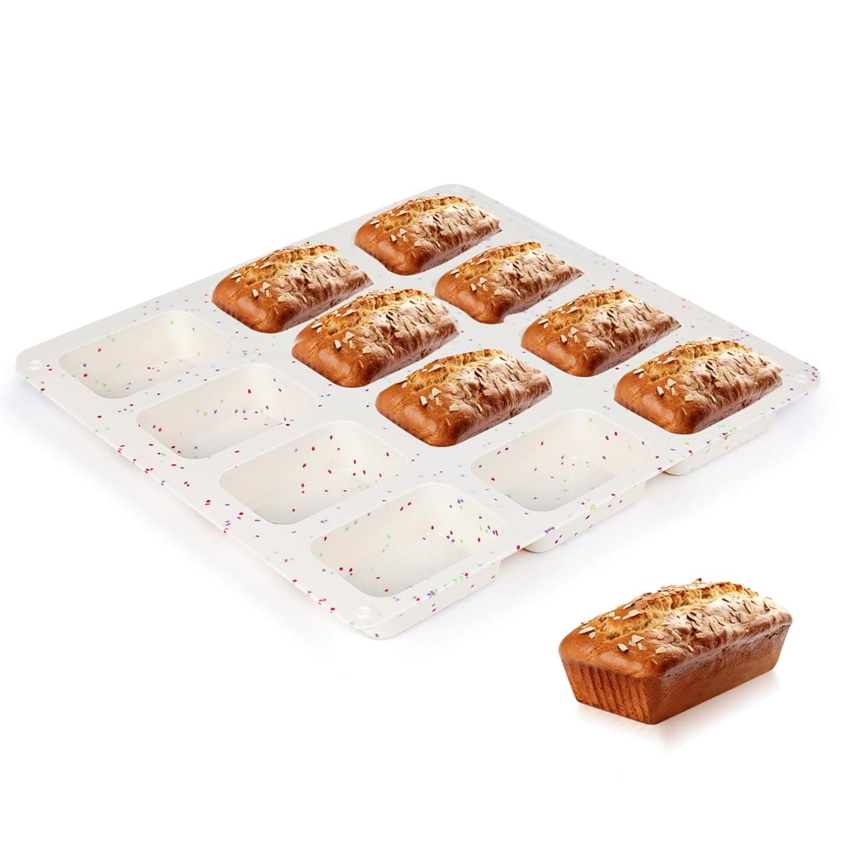 Mini Loaf Pan, Silicone Mini Bread Loaf Pans 12 Cups for Baking Mini Bread, Brownie, Cornbread, Cheesecake, Soap Nonstick