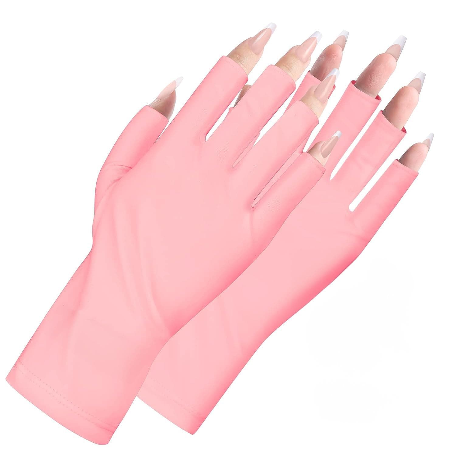 U V Gloves for Nails - UPF200+ High-tech Professional Gloves for Manicures, Anti UVA & UVB 999+ U V Gloves for Gel Nail Lamp Skin Care Fingerless Gloves Prevent Hands from U V Harm (Pink)