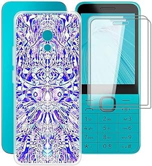 Phone Case for Nokia 235 4G 2024 (2.8") with 2 X Tempered Glass Film, Clear [Anti-Scratch X Shockproof] Soft TPU Bumper Protective Cover for Nokia 235 4G 2024 - Mirror Image
