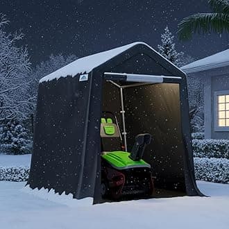 ADVANCE OUTDOOR 6x6 ft Storage Shelter Outdoor Portable Shed with 2 Roll up Zipper Doors & Vents Carport for Motorcycle Waterproof and UV Resistant Portable Garage Kit Tent, Gray