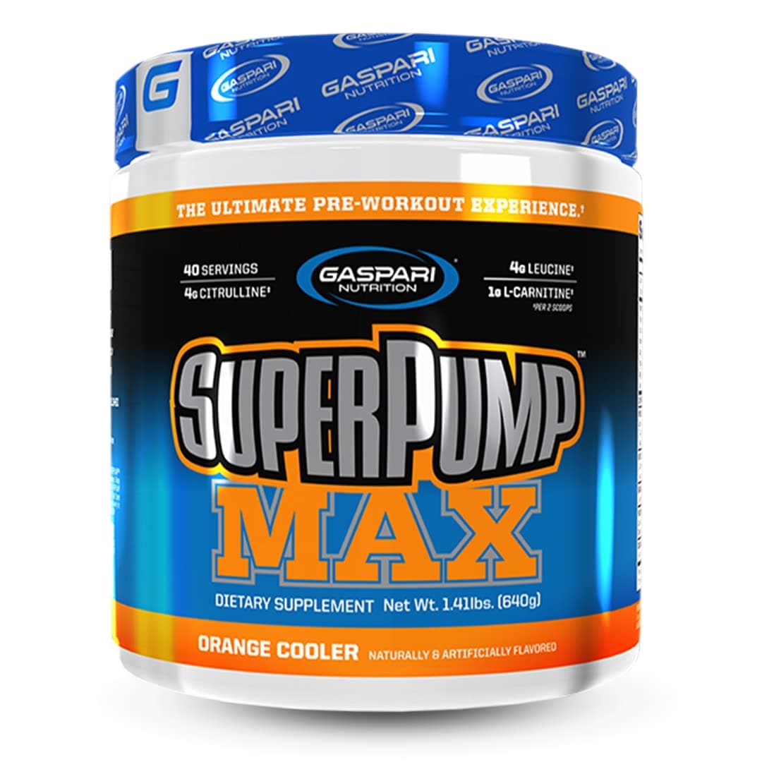 Super Pump Max, Pre Workout Supplement 40 Servings, Non-Habit-Forming, Sustained Energy & Nitric Oxide Booster Supports Muscle Growth, Recovery & Replenishes Electrolytes, Orange
