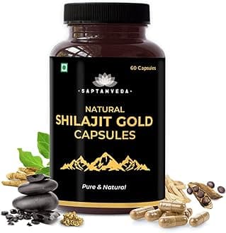 Saptamveda Men's Wellness - 60 Capsules Supplement with Contains of Ashwagandha, Shilajit, Safed Musli, Shatavari, and Gold Bhasma