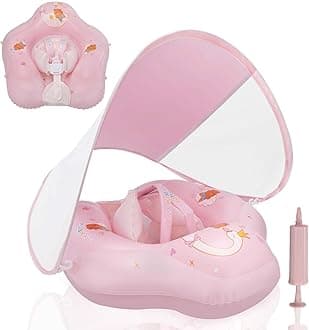Baby Float with Canopy,Infant Pool Float with Safety Seat,Baby Swimming Float & Swim Float & Water Float UPF50+ UV Protection for Toddler from 3 to 36 Months.(S:3-12 Month/L:6-36 Month)