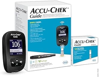Accu-Chek Guide Blood Glucose Glucometer (with Bluetooth) Kit with Vial of 10...