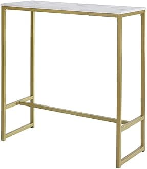 SoBuy FSB34-G, Kitchen Breakfast Bar Table Dining Table Coffee Bar with Golden Metal Frame, W100 x D40 x H106cm