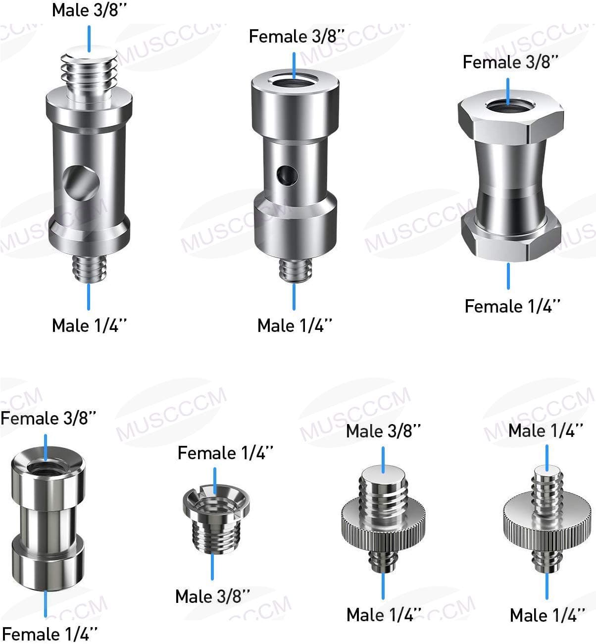 MUSCCCM Camera Screws,18 Pcs Converter Threaded Screws Adapter Mount Set Camera/Tripod/Monopod/Light Stand/Quick Release Neck Strap