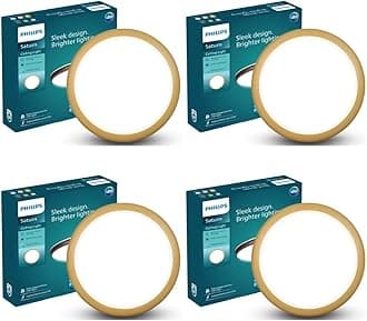 PHILIPS 24W LED Surface Ceiling Light | Decorative IP44 WaterProof Saturn Gold Ceiling Light for Home| Crystal White, Pack of 4