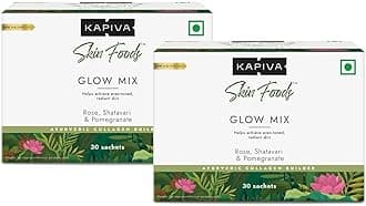 Kapiva Skin Foods Glow Mix (60 Sachets) | Buy one Get one Free | Ayurvedic Skin Supplement, Collagen Powder | Skincare for Glowing & Healthy Skin - Super Saver Pack of 2