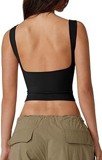 Women's Sexy Open Back Sleeveless Crop Tank High Neck Slim Fit Cropped Tee Shirt Y2k Tops