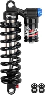 JFOYH Adjustable Oil+Coil Spring Rear Shock Suspension, Shock Absorbers for Downhill MTB Bike/E-Bike, 190mm X 550lbs - Black