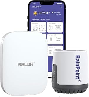 RAINPOINT Wireless Digital Wi-Fi Rain Gauge with Rainfall, Accurate Rainfall Monitoring via Included Wi-Fi Smart Gateway Hub (Applicable to 2.4 GHz WiFi Only)
