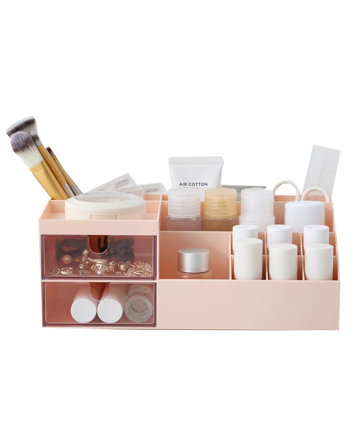 Multifunction Desk Organizer, BREIS Makeup Storage for Eyeshadows, Concealers, Powders, Nail Polish,9.65‘’x 4.8‘’x 3.67‘’ (Pink)