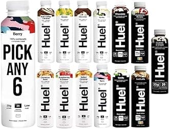 PICK ANY 6 Ready To Drink Nutritionally Complete Meal from 8+ Flavours Inc.Chocolate, Banana, Vanilla, Berry, Salted Caramel, Iced Coffee Caramel, Strawberries & Cream, BLACK EDITION (Each 500ml)