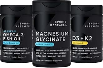 Multivitamins Pack - Triple Strength Omega-3 Fish Oil 1250 + 160 mg Chelated Magnesium Glycinate + Vegan Vitamin D 5000iu & Mk7 Vitamin K 100mcg