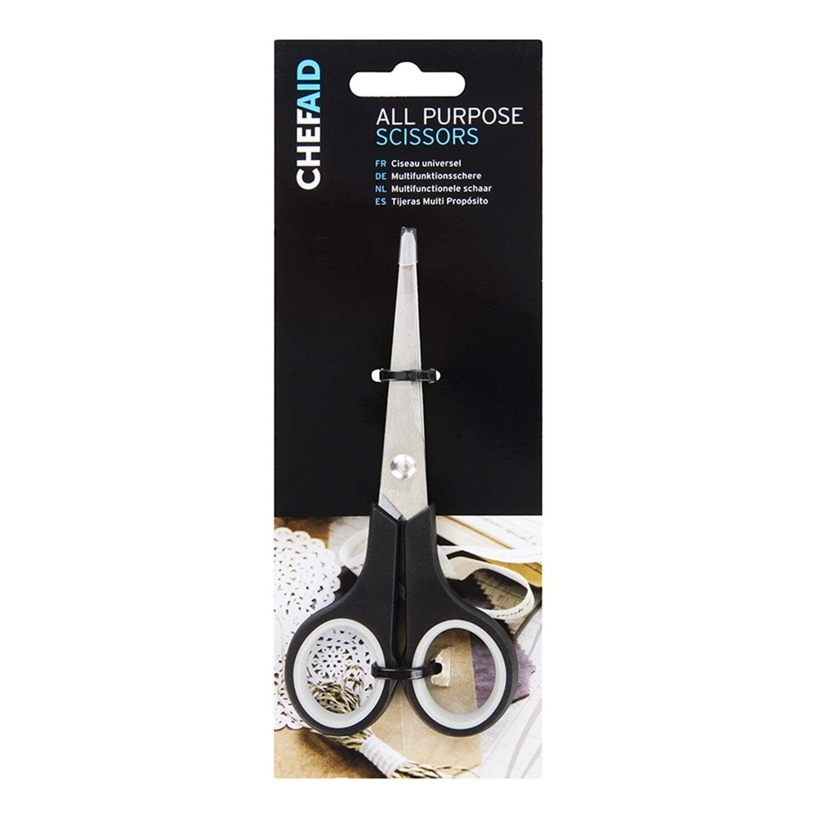 Scissors, Single All Purpose Stainless Steel Bladed Scissors, Soft Grip, Ideal for Tailoring, to Be Used in and Around The Home, Office, School, College, University, Workplace. Black Handle