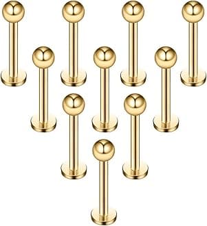 16G 316L Stainless Steel 3mm Ball Labret Monroe Lip Ring Tragus Helix Cartilage Earring Stud Barbell Bar Length 6mm 8mm 10mm 12mm Body Piercing Jewelry