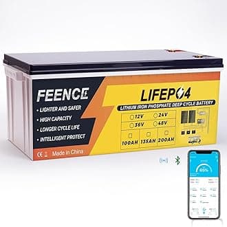 12V 200Ah LiFePO4 Lithium Battery with 2560Wh Energy Max. 2560W Load Power Built-in 200A BMS And BlueTooth,10 Years Lifetime 8000+ Cycles, Perfect for RV Solar Energy Storage Marine Trolling Motor