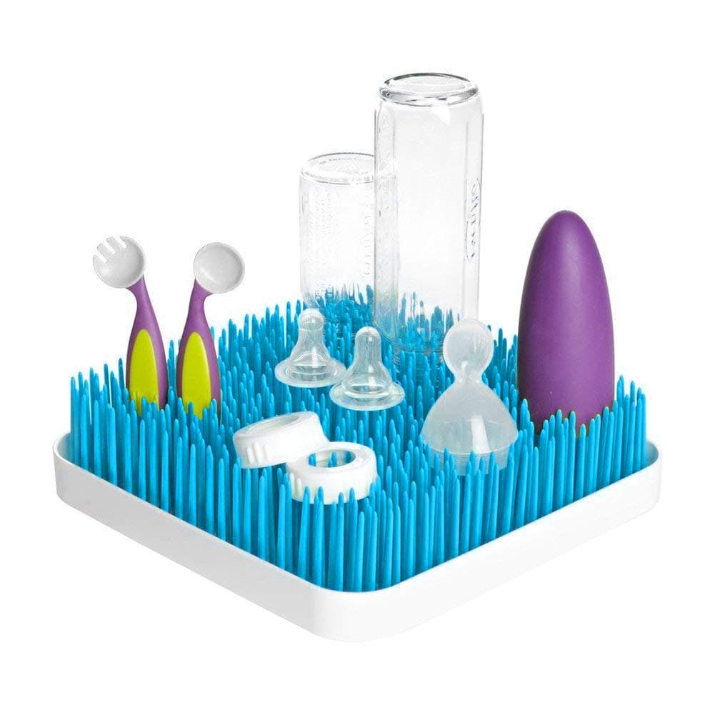 Large Baby Bottle Drying Rack Anti-Bacterial Large Grass for Kitchen Countertop (Blue)