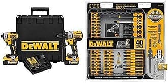 DEWALT DCK299P2 20V MAX XR 5.0Ah Premium Cordless Hammerdrill & Impact Driver Combo Kit with DWA2T40IR IMPACT READY FlexTorq Screw Driving Set, 40-Piece