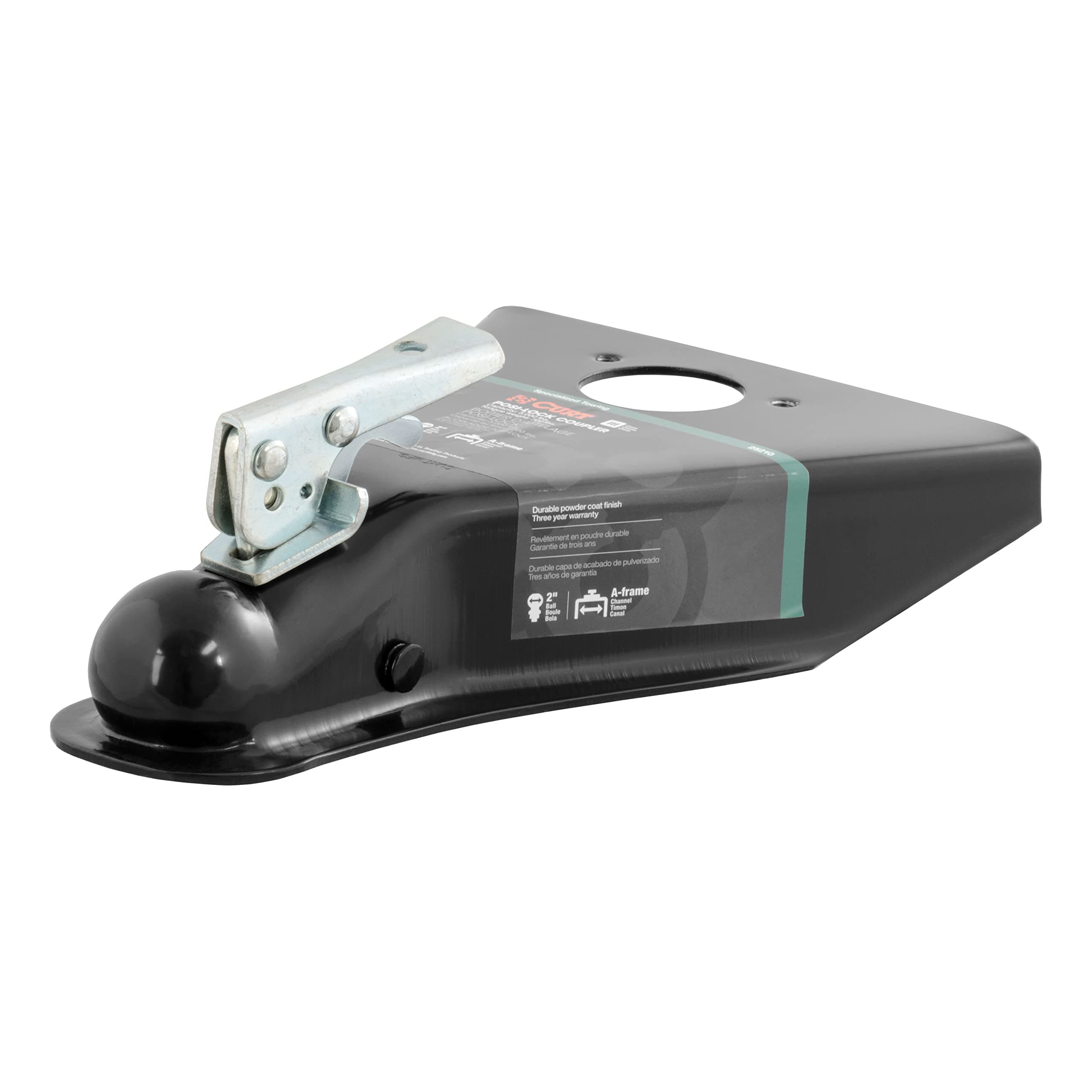 25210 Black A-Frame Trailer Coupler, 2-Inch Hitch Ball, 5,000 lbs, GLOSS BLACK POWDER COAT