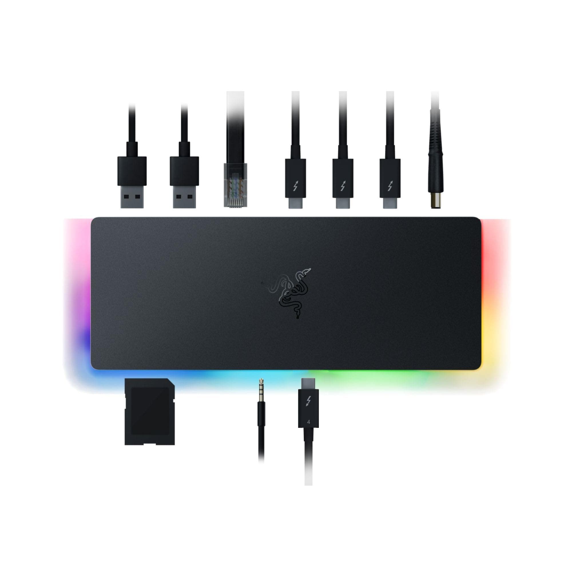 Razer Thunderbolt 4 Dock: 10-Port Hub - Dual 4K or Single 8K Video - USB A/C, 2.5 GbE, Mac/PC Compatible - Certified Thunderbolt 4 - Passthrough Charging - Chroma