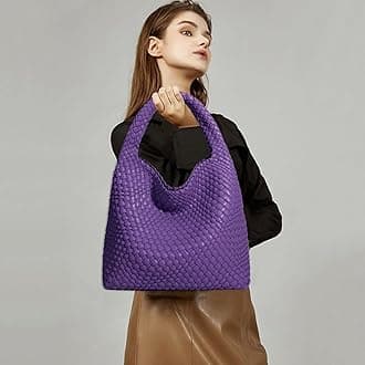 Women Vegan Leather Hand-Woven Tote Handbag Fashion Shoulder Top-handle Bag All-Match Underarm Bag with Purse