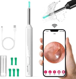 Aoriko Ear Wax Removal Tool,Ear Cleaner with Camera,Earwax Removal Kit with Light,Wireless Ear Scope for iOS&Android,Insects & Plant Microscopes,Visual Earwax Removal Kits (White)