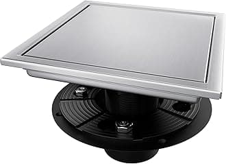Elefloom Square Shower Drain, Silver Shower Drain 6 inch with Flange and 2 in 1 Tile-Insert Cover, AISI 304 Stainless Steel Shower Floor Drain with Hair Catcher and Flange