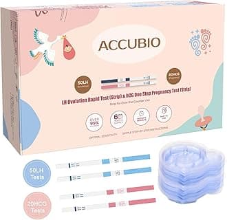 50 Ovulation Test Strips and 20 Pregnancy Test Strips Combo Kit, Rapid Fertility Predictor Kit, Accurate Pregnancy Detection, LH Strips, 5mm Wider, with 70 Urine Cups (50LH+20HCG)