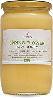 Spring Flower Raw Honey - 1kg - Pure, Unpasteurised, and Unfiltered - Natural Sweetener for Cooking, Coffee, Tea, Juice, Drinks