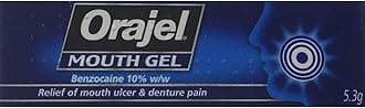 Orajel Mouth Gel, Denture and Ulcer Relief, Fast Acting Oral Care Treatment, Benzocaine 10%, 5.3g
