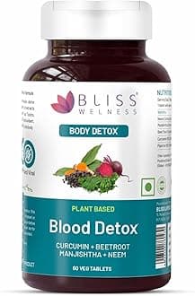 Bliss WelnessBlood Detox | Curcumin Beetroot Manjistha Neem Extract | Blood Purifier Acne & Pimple Control Radiant Skin Anti Bacterial Ayurvedic Herbal Supplement - 60 Vegetarian Tablets