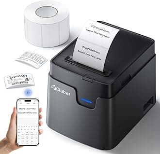CLABEL Desk Bluetooth Barcode Label Printer: 221D Label Maker with Direct Thermal Printing, 2 Inch Print Width for Barcodes Address Office Warehouse with 1 Roll Label