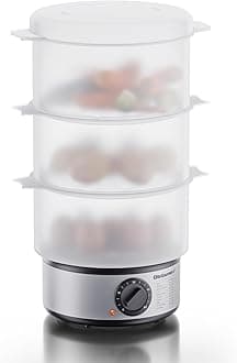 Elite Gourmet EST750 7.5 Quart, 3-tier, Electric Food Vegetable Steamer with BPA-Free Steamer Tray, Auto Shut-off 60-min Timer, 400W, Stainless Steel