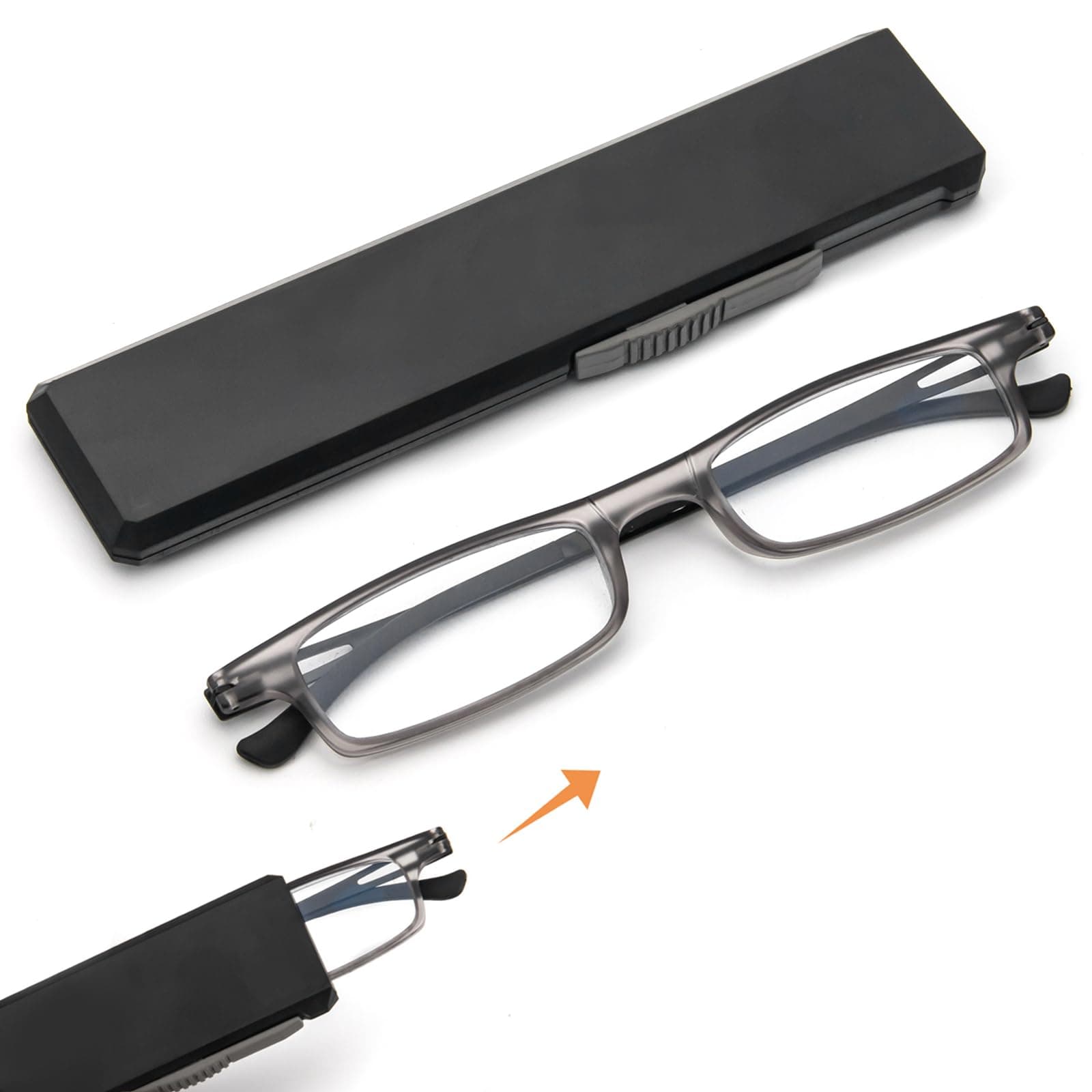 REAVEE Folding Reading Glasses for Men Women Blue Light Blocking Computer Thin Foldable Portable Readers Flat Case