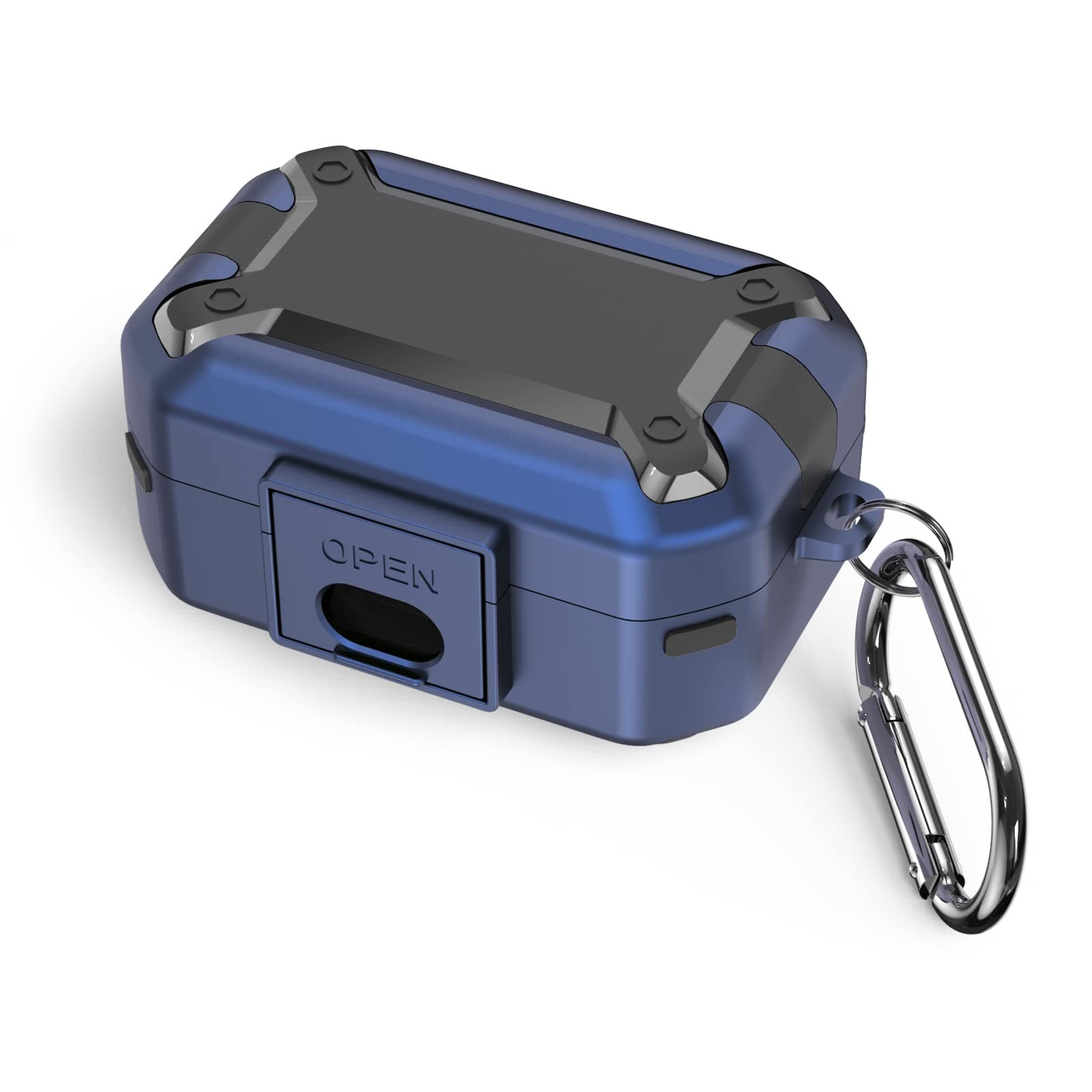 WOFRO Case for Sennheiser Momentum True Wireless 3 Earbuds with Secure Lock Clip Hard Shell Protective Cover Military Armor Series Full-Body Shockproof with Carabiner (Blue)