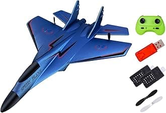 Colcolo RC Plane Toy Remote Control Airplane 2.4G Model with Night Light Fixed Wing Aircraft Hobby RC Glider for Beginners Age 8-12, 2 blue