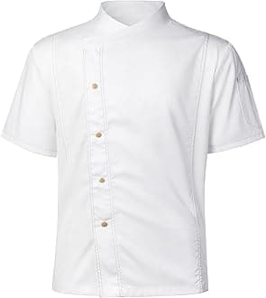 QUNBZOU Unisex Chef Coat for Men Women Short Sleeves Solid Chef Jacket Hotel Restaurant Work Shirt Uniform
