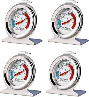 - 4 Pack Refrigerator Freezer Thermometer Large Dial Analog Thermometer