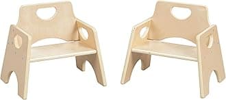 ECR4Kids Stackable Wooden Toddler Chair, 6in, Kids Furniture, Natural, 2-Pack