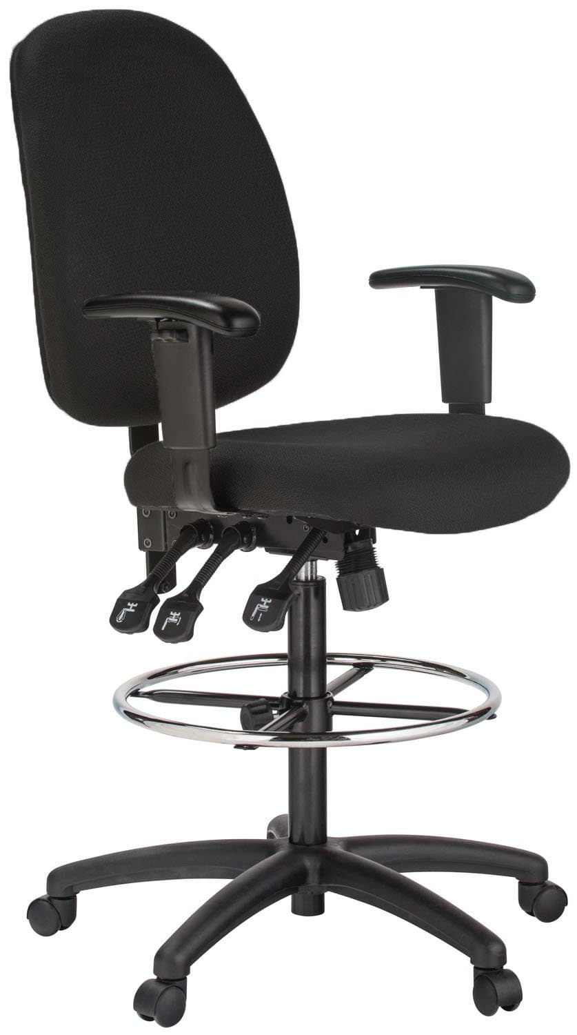 Harwick 6058C-D-BK Extra Tall Ergonomic Drafting Chair, Black Fabric