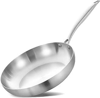 LOLYKITCH 10-Inch Tri-ply 26 cm Stainless Steel Frying Pan,Skillet,Induction Cooking Pan,Dishwasher and Oven Safe,Riveted Handle.