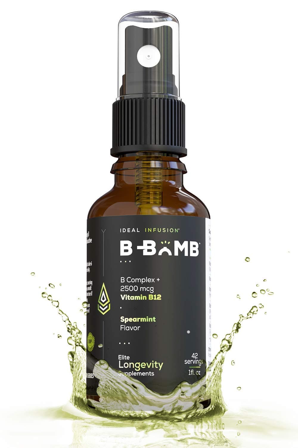 B-Bomb Vitamin B12 + B Complex Liquid Spray: Methylcobalamin with Adenosylcobalamin: Energy & Mood Support, Sugar-Free, Vegan, Organic Spearmint Flavor