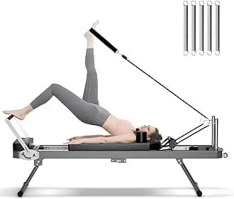 SogesPower Pilates Reformer Machine for Home Gym Workout, Foldable Pilates Equipment with High Strength Alloy Springs for Beginners, Up to 330lbs Weight Capacity