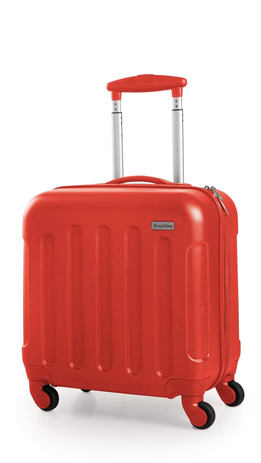 Suitline S3 – Hard Shell Roller Case, Pilot Trolley, Hand Luggage ABS, 46 cm, Red