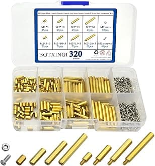 BGTXINGI 320Pcs M2 Brass Male-Female/Female-Female Hex Brass Spacer Standoff Screw Nut Assortment Kit and Stainless Steel Screw Nut Set (Brass M2)